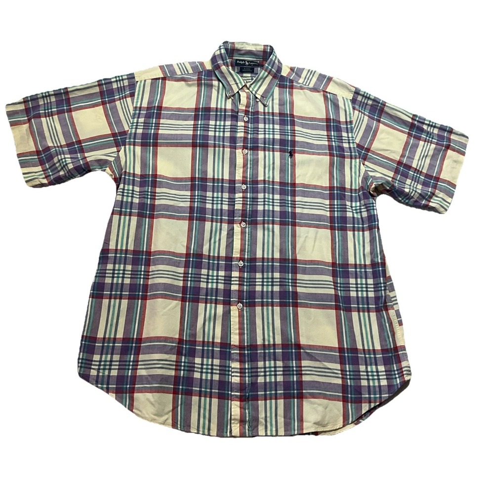 Ralph Lauren Men's Multicolor Short Sleeve Buttoned Up Polo Shirt Size XL